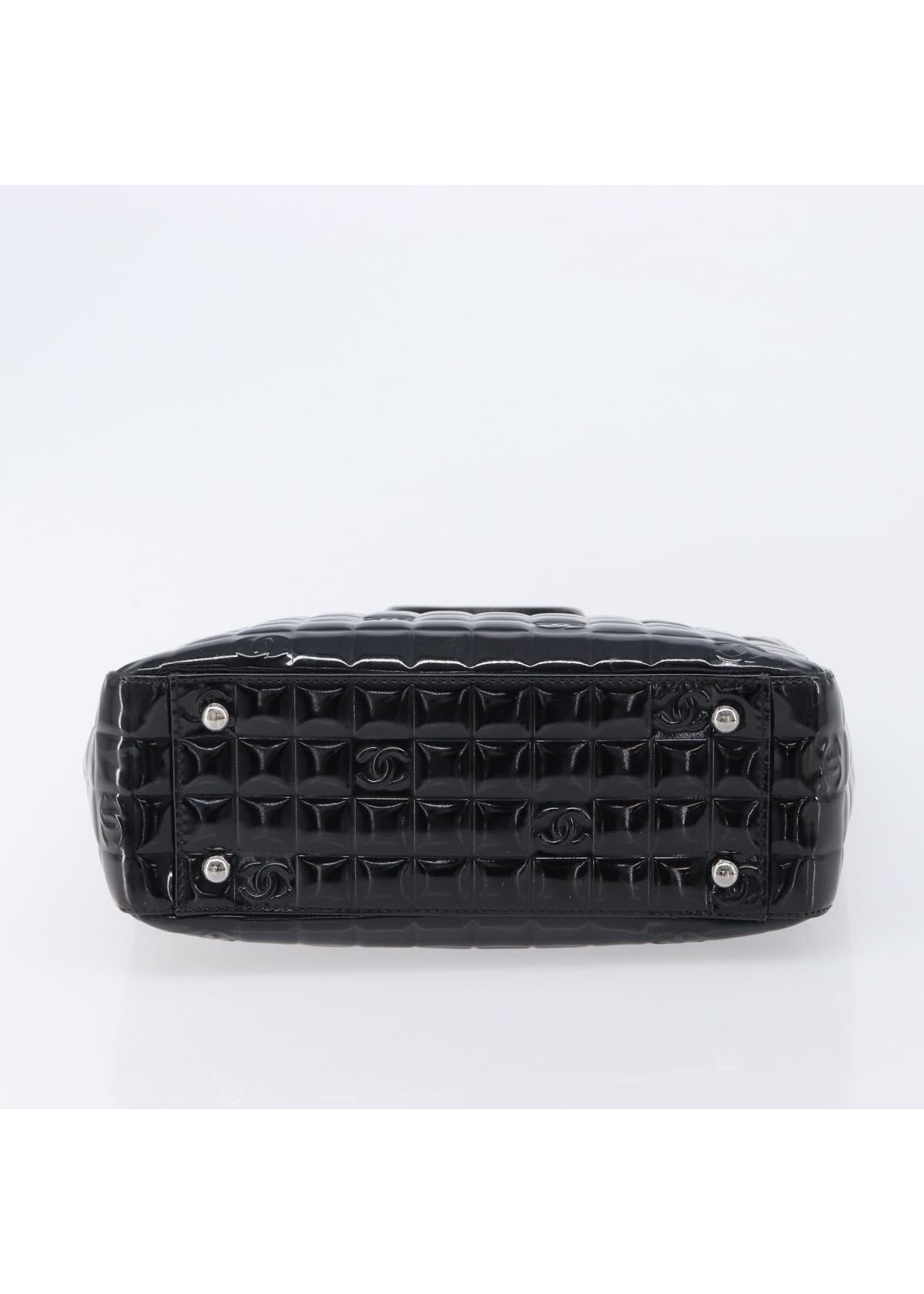 Chanel Black Patent Chocolate Bar Handbag base