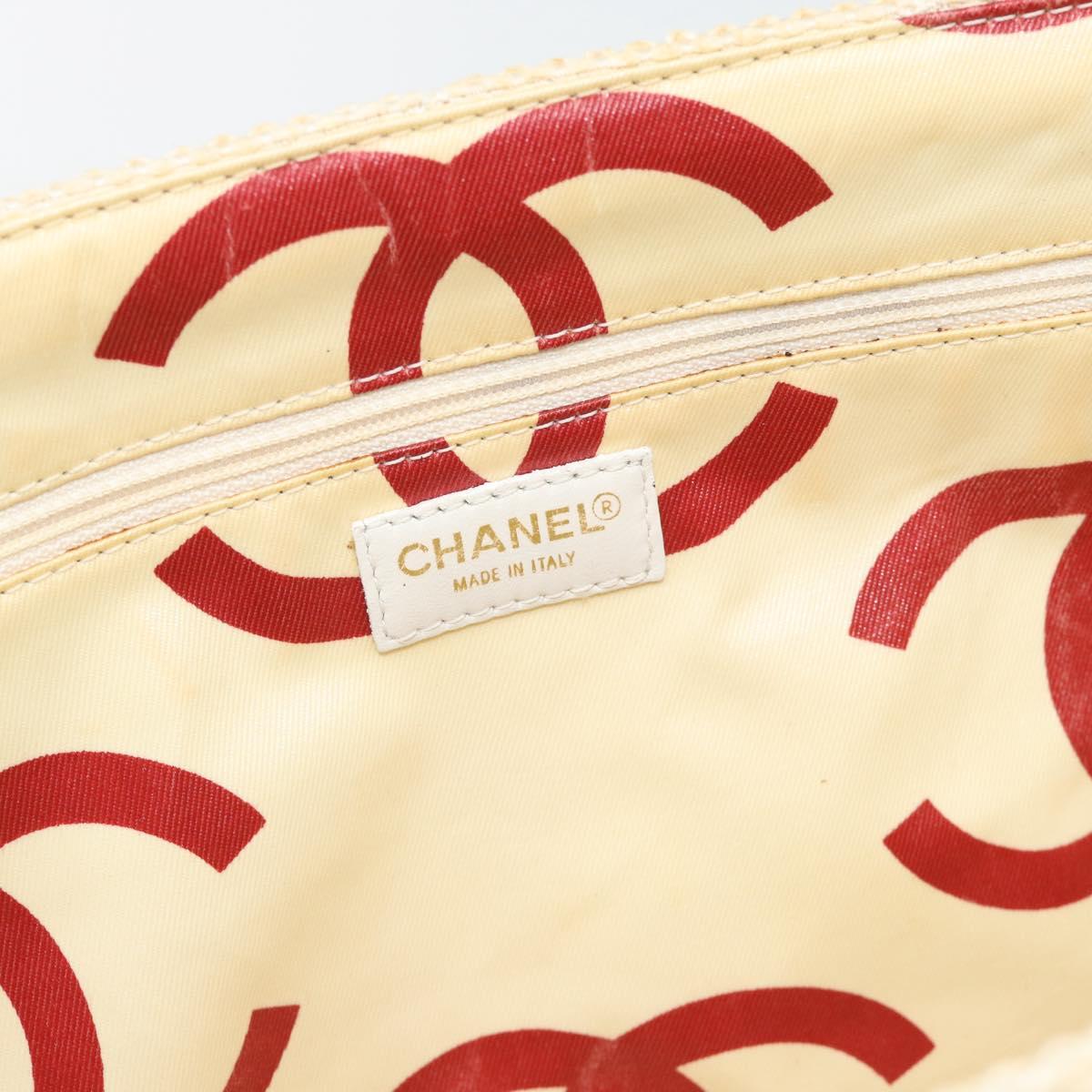 Chanel White Raffia Tote