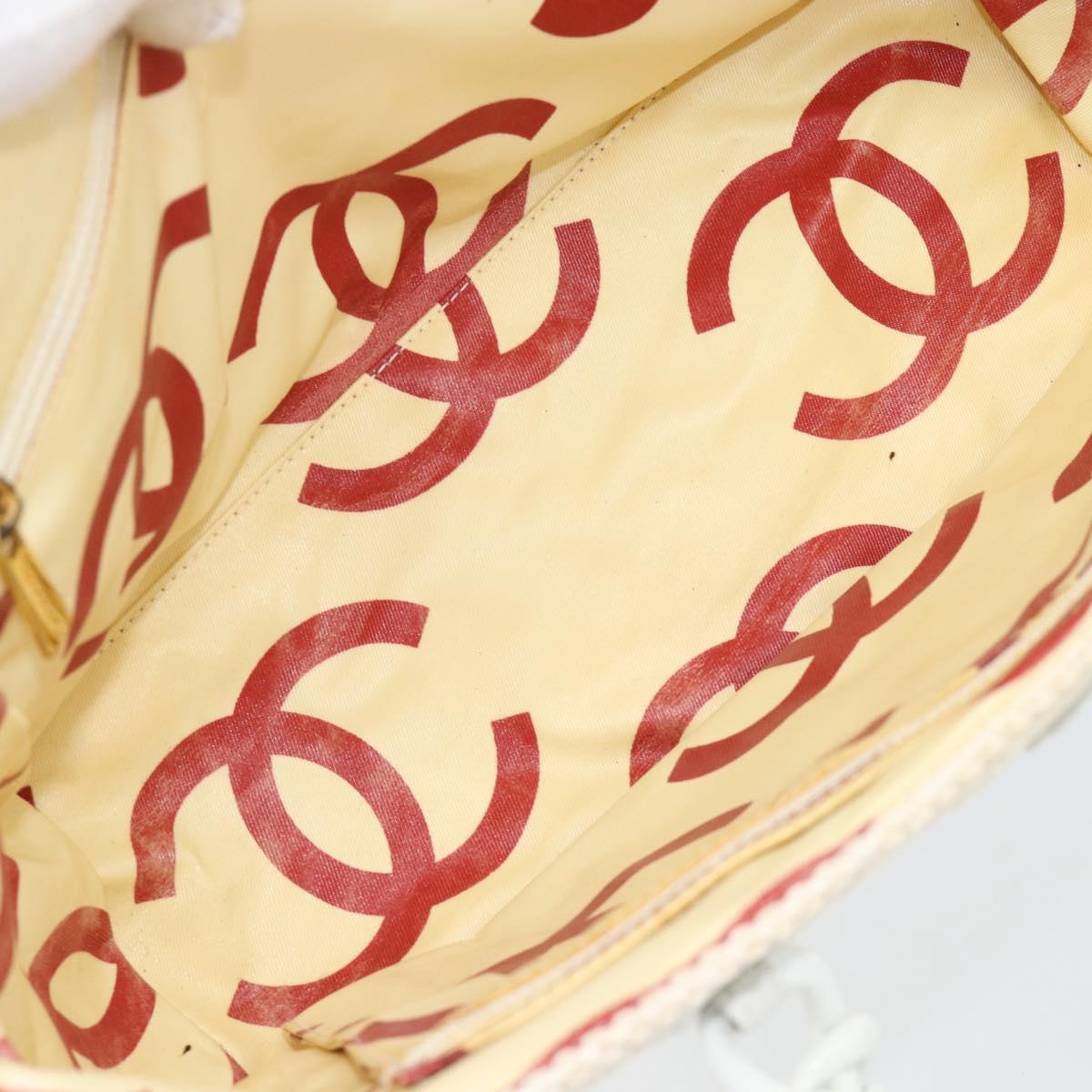 Chanel White Raffia Tote