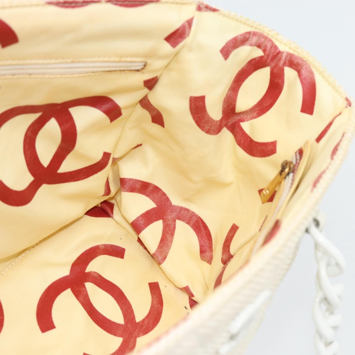 Chanel White Raffia Tote