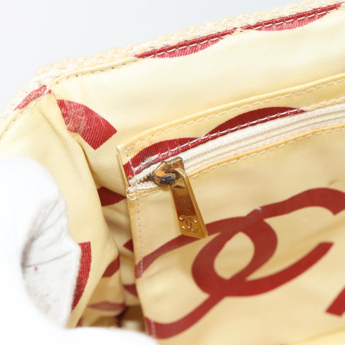 Chanel White Raffia Tote