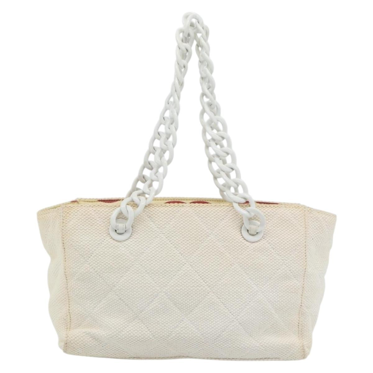 Chanel White Raffia Tote