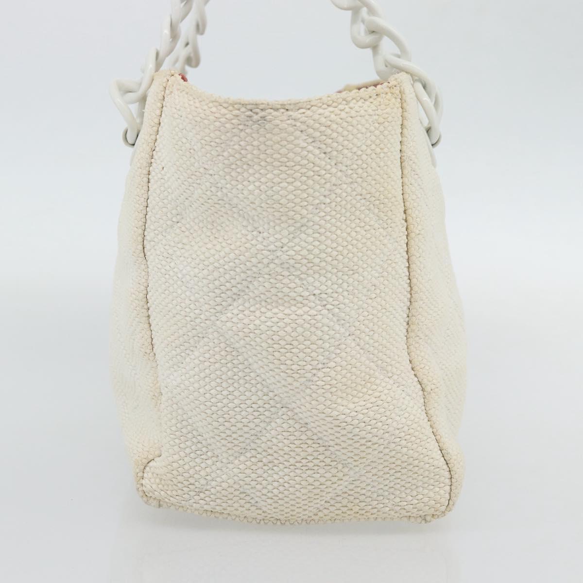 Chanel White Raffia Tote