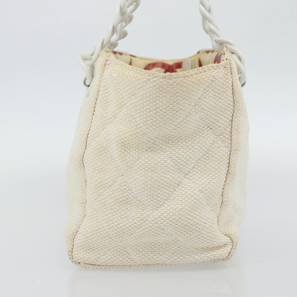 Chanel White Raffia Tote