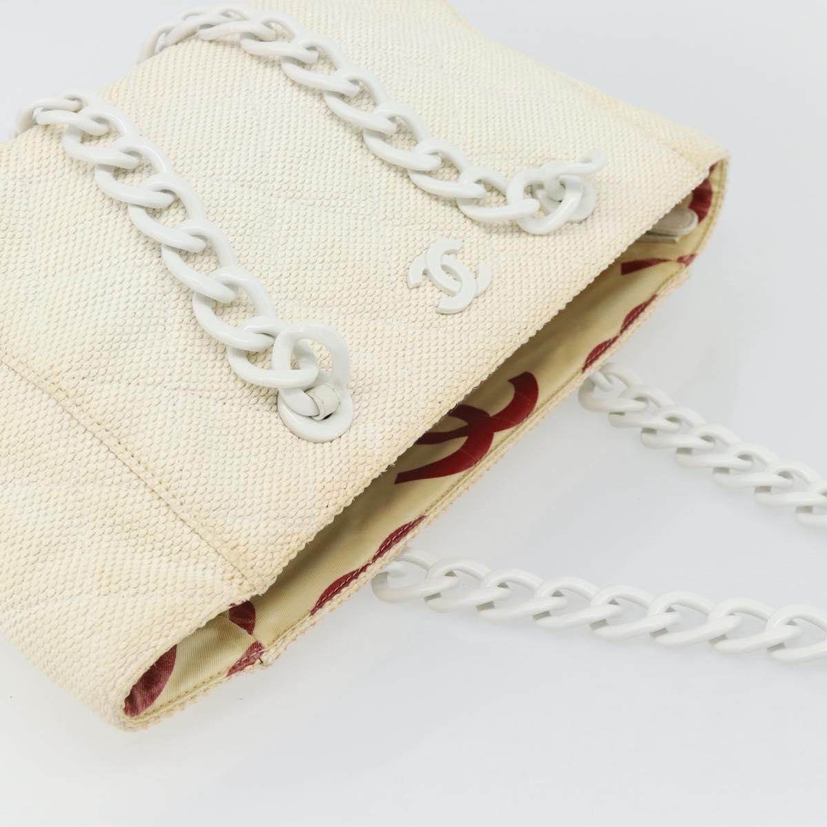 Chanel White Raffia Tote