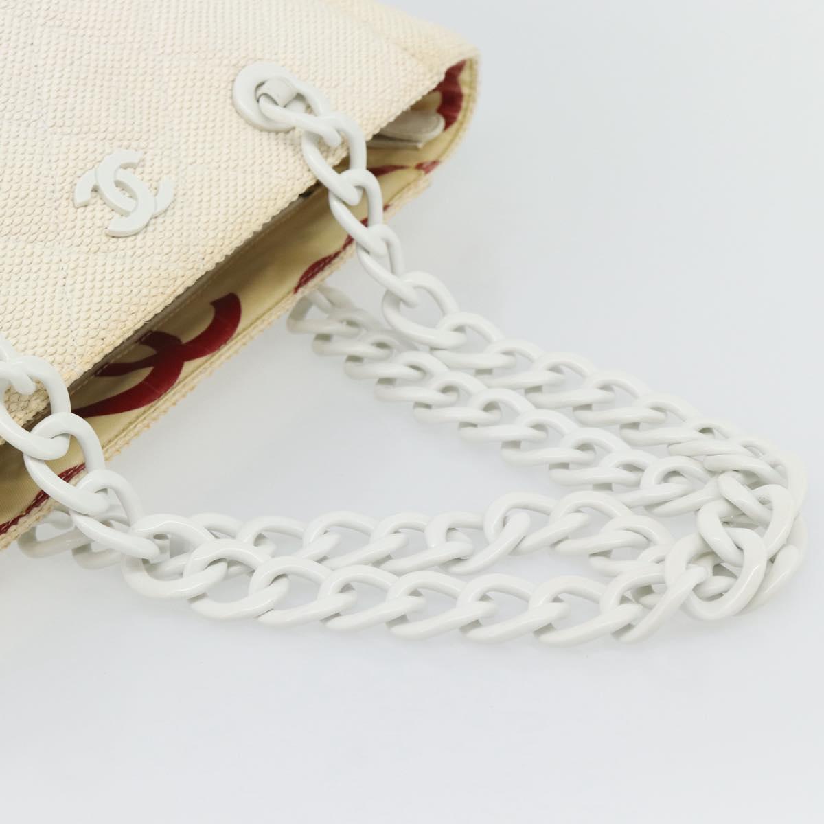 Chanel White Raffia Tote