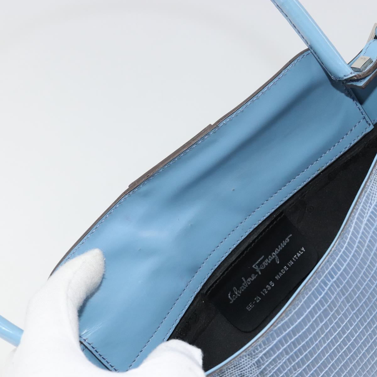 Ferragamo Blue Lizard Shoulder Bag
