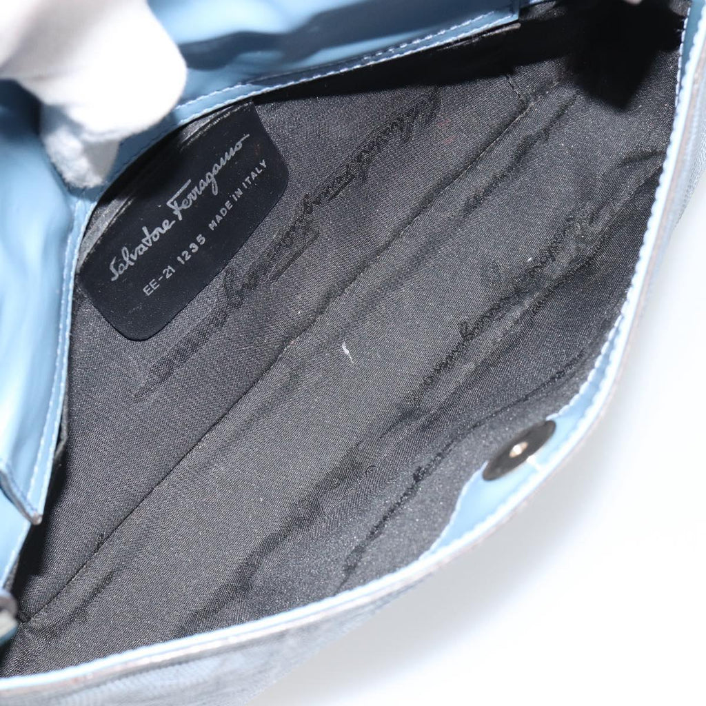 Ferragamo Blue Lizard Shoulder Bag