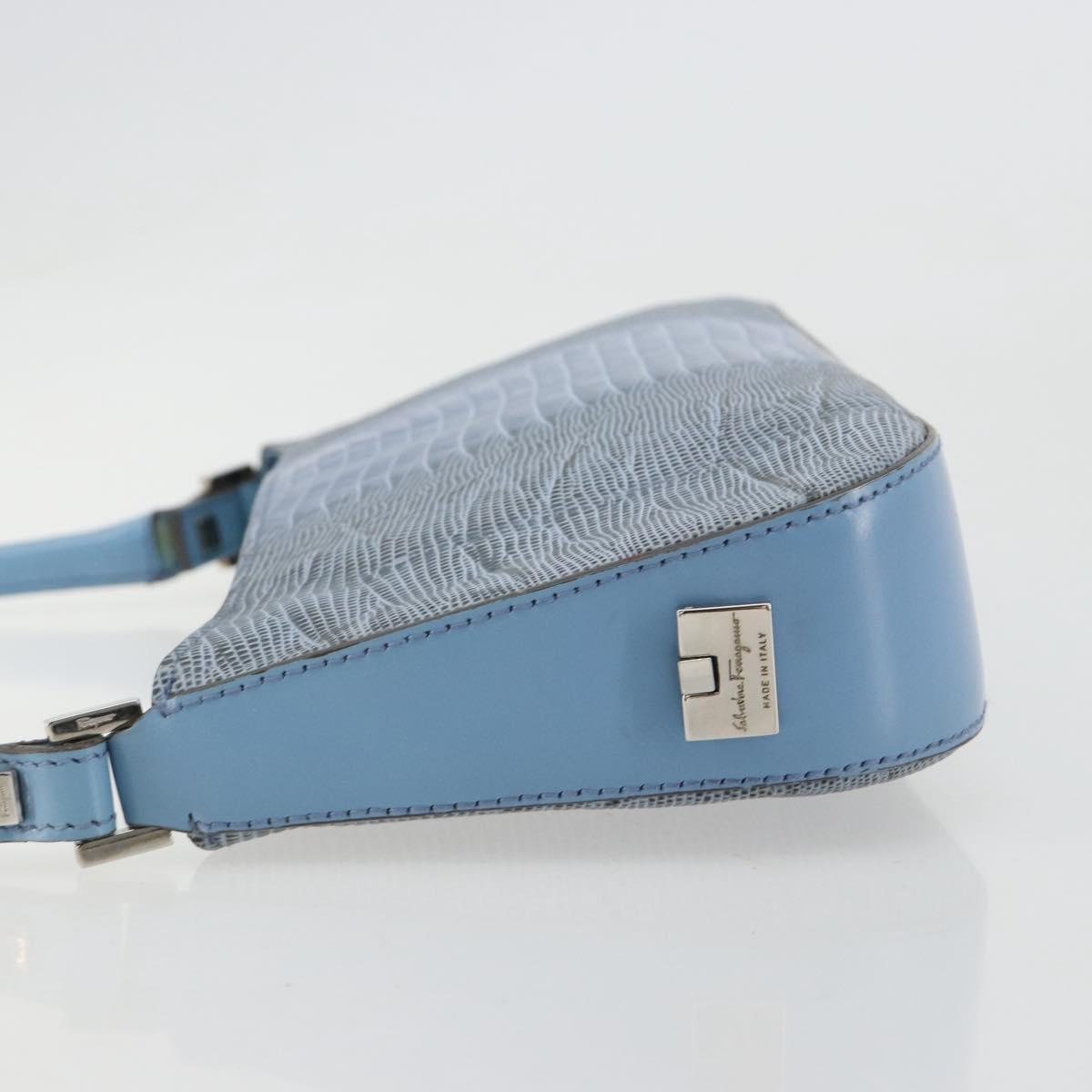 Ferragamo Blue Lizard Shoulder Bag