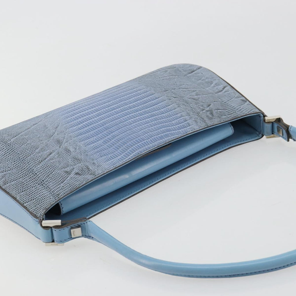 Ferragamo Blue Lizard Shoulder Bag