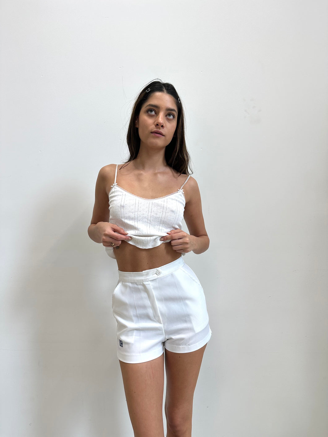 Givenchy White Logo Mini Shorts