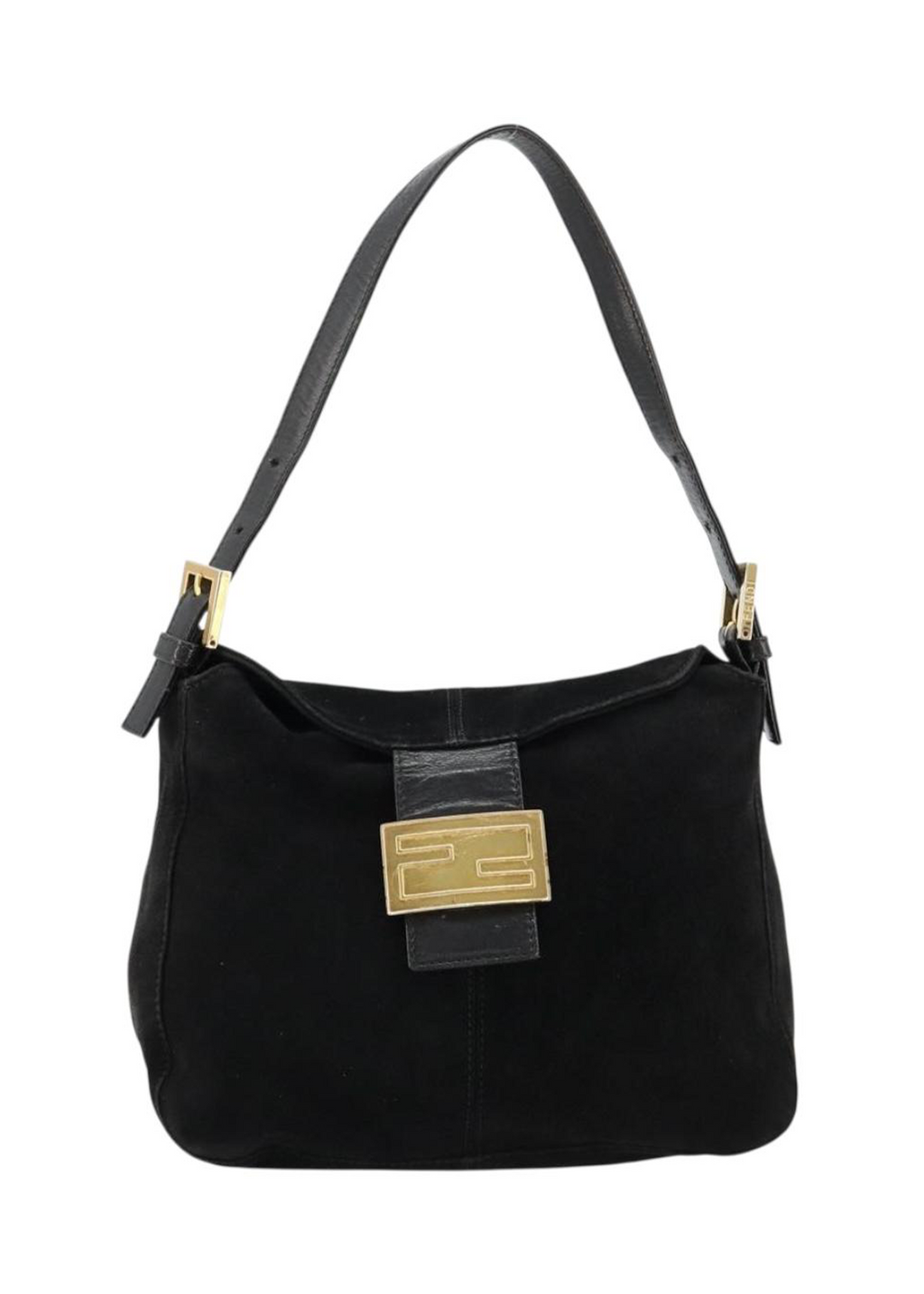 Fendi Black Suede Baguette