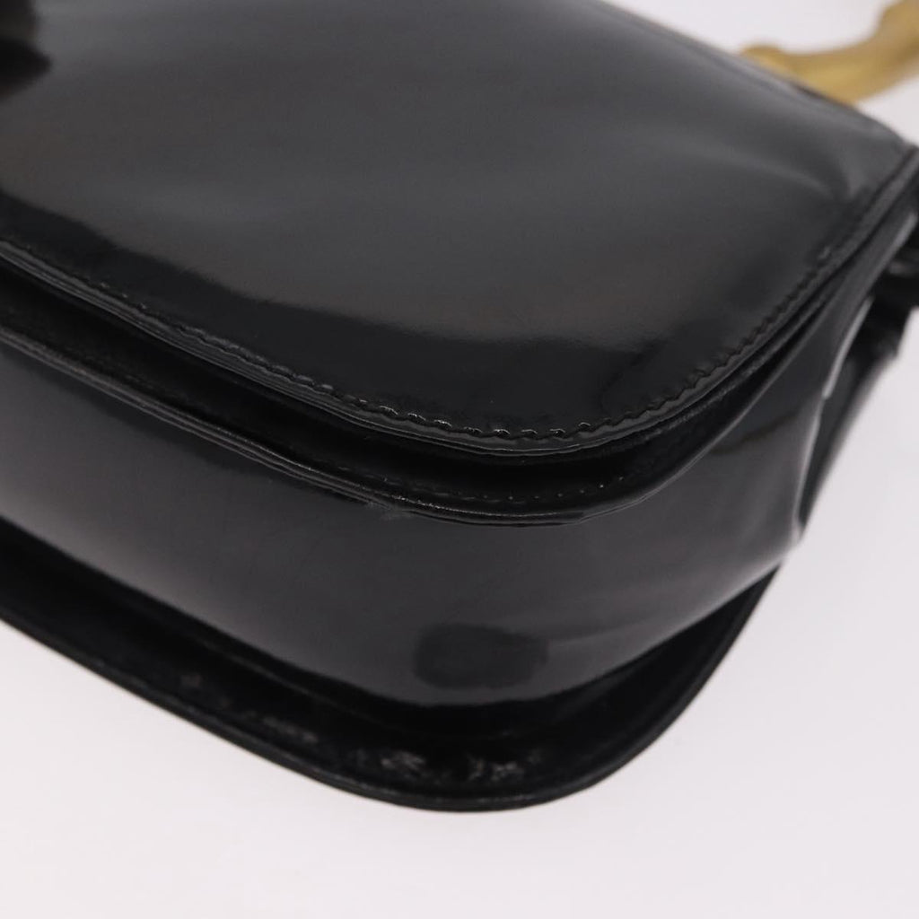 Gucci Patent Black Bamboo Handbag