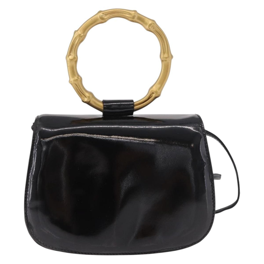 Gucci Patent Black Bamboo Handbag