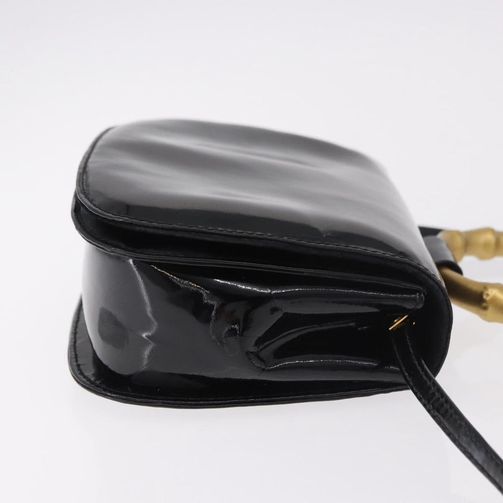 Gucci Patent Black Bamboo Handbag