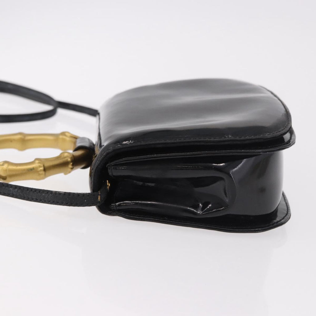 Gucci Patent Black Bamboo Handbag