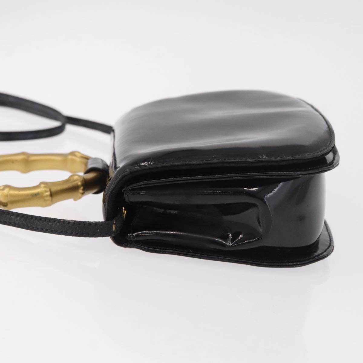 Gucci Patent Black Bamboo Handbag