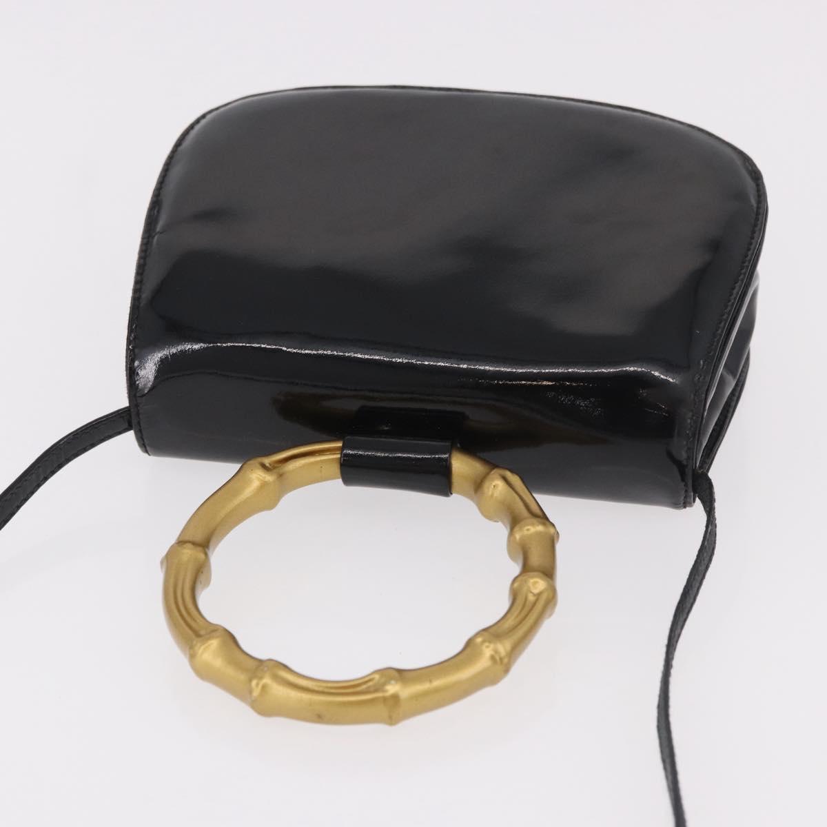 Gucci Patent Black Bamboo Handbag