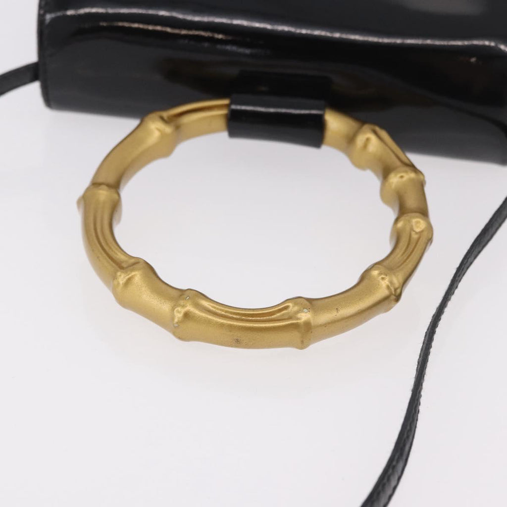 Gucci Patent Black Bamboo Handbag