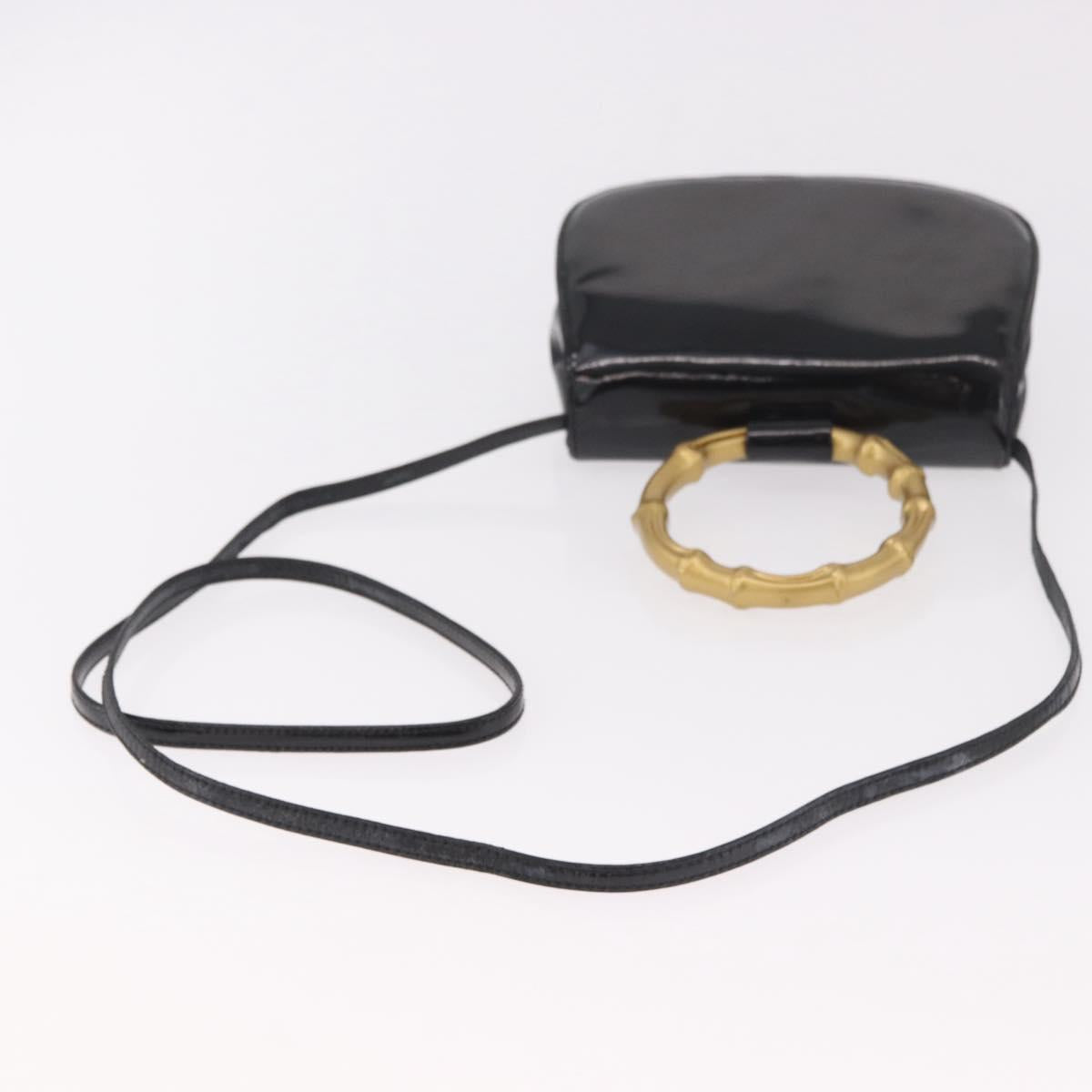 Gucci Patent Black Bamboo Handbag