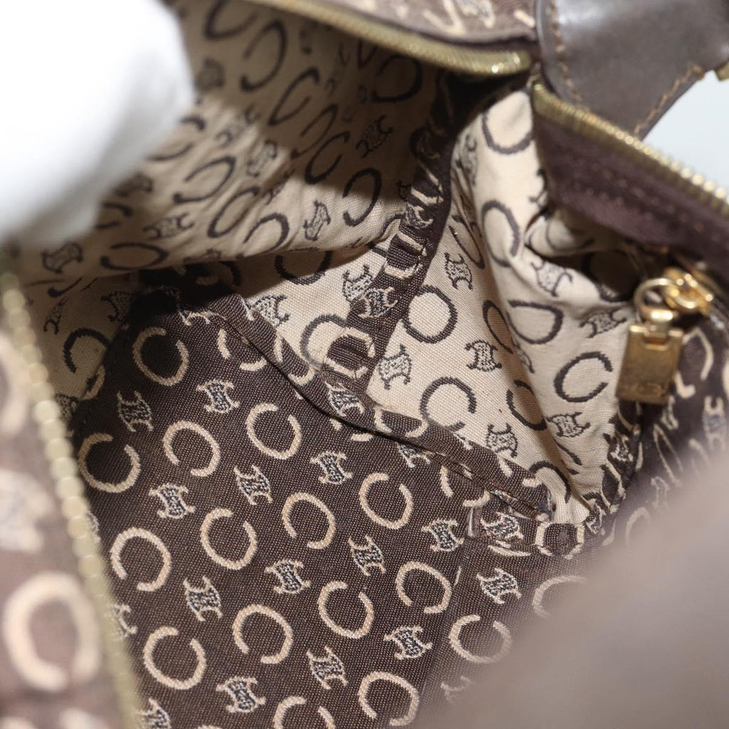 Celine Brown and Cream Monogram Shoulder Bag