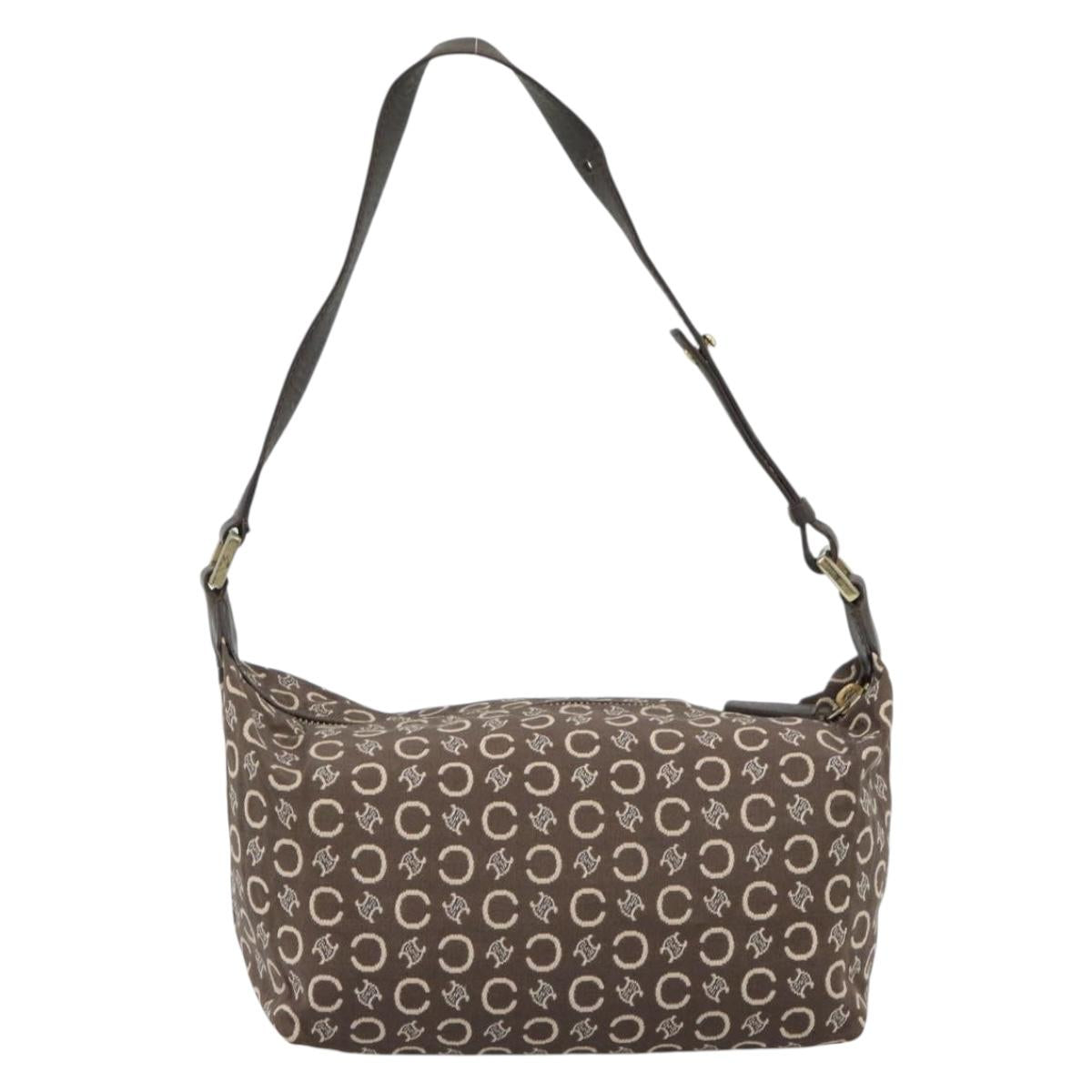 Celine Brown and Cream Monogram Shoulder Bag