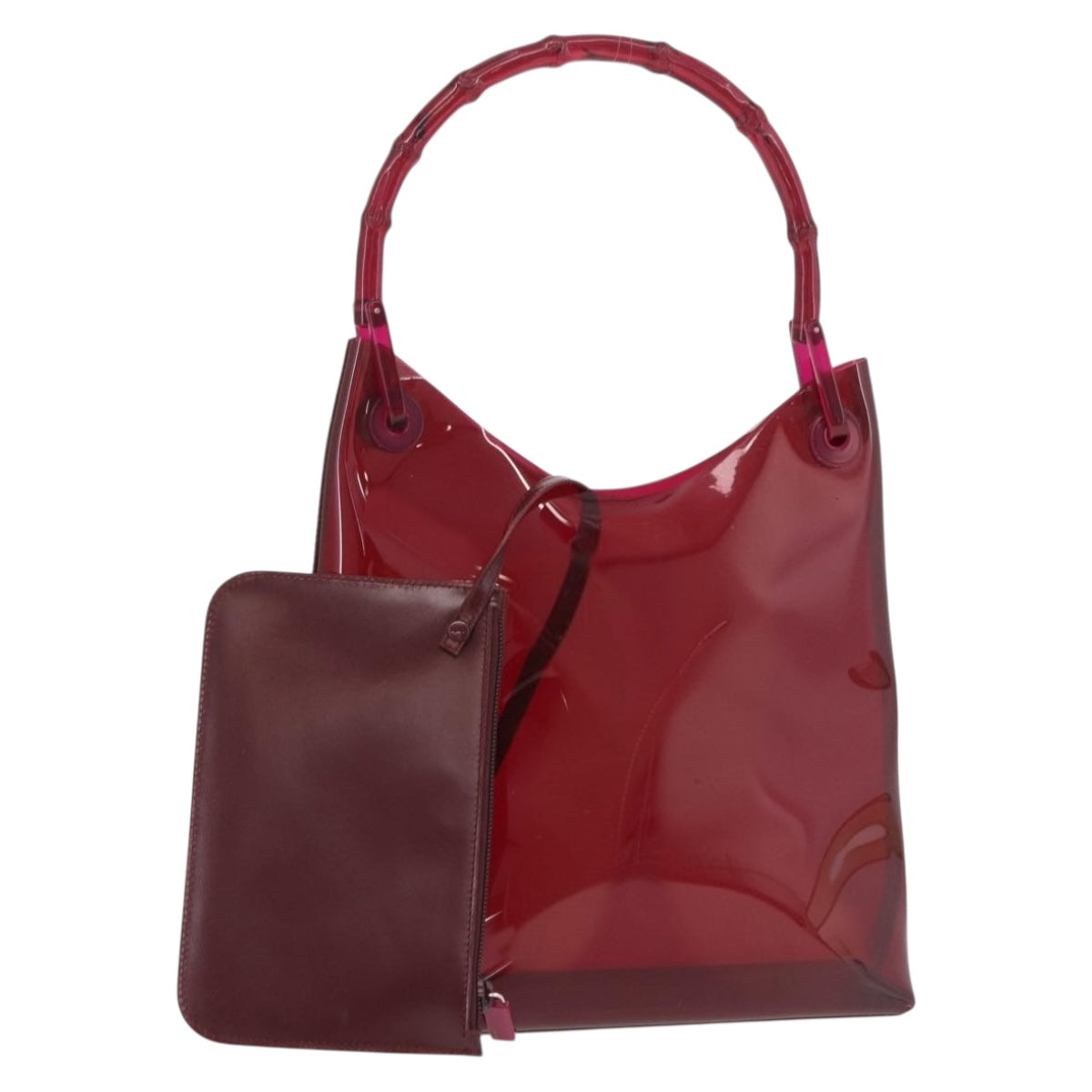 Gucci Red Bamboo Vinyl Shoulder Bag