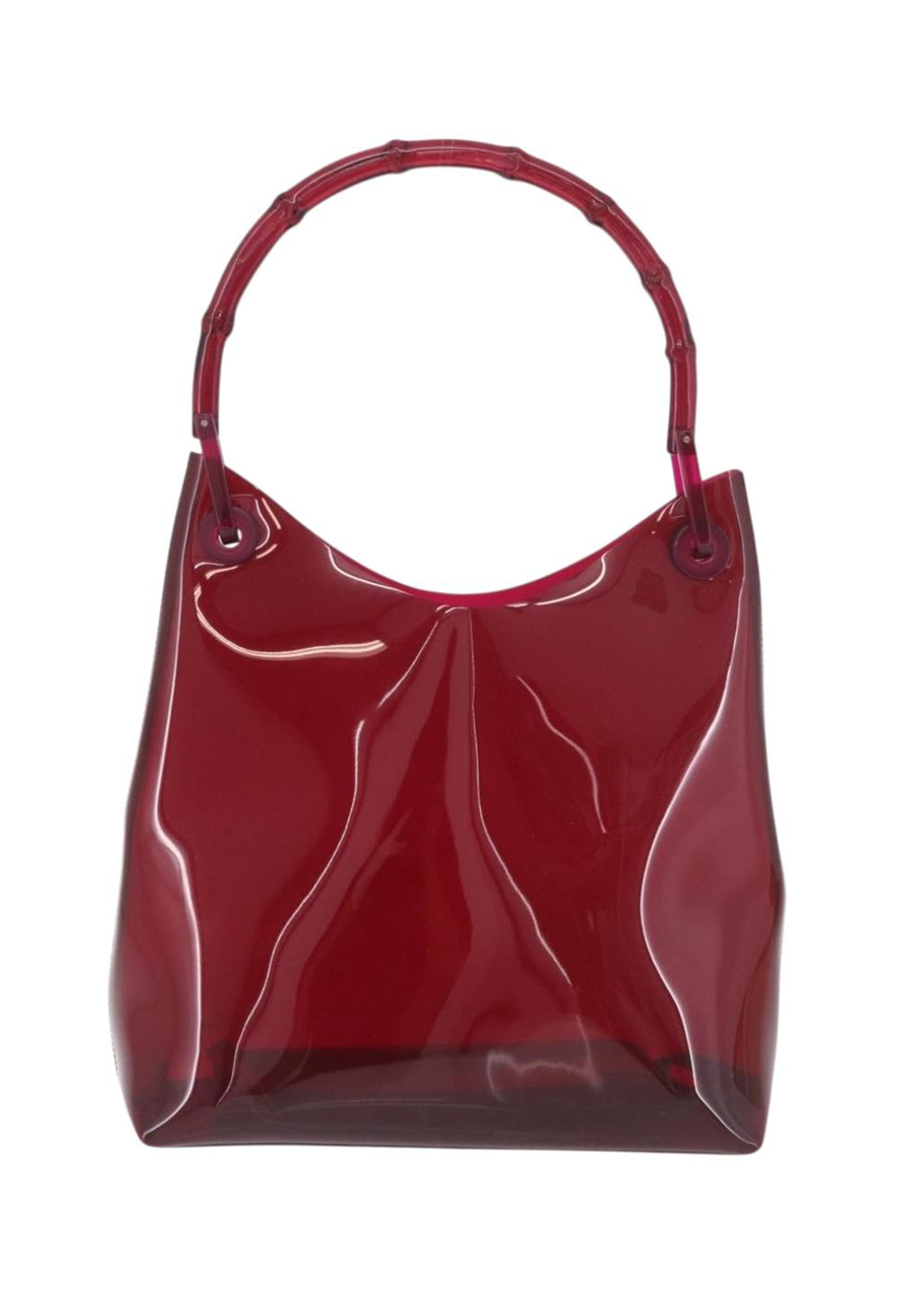 Gucci Red Bamboo Vinyl Shoulder Bag