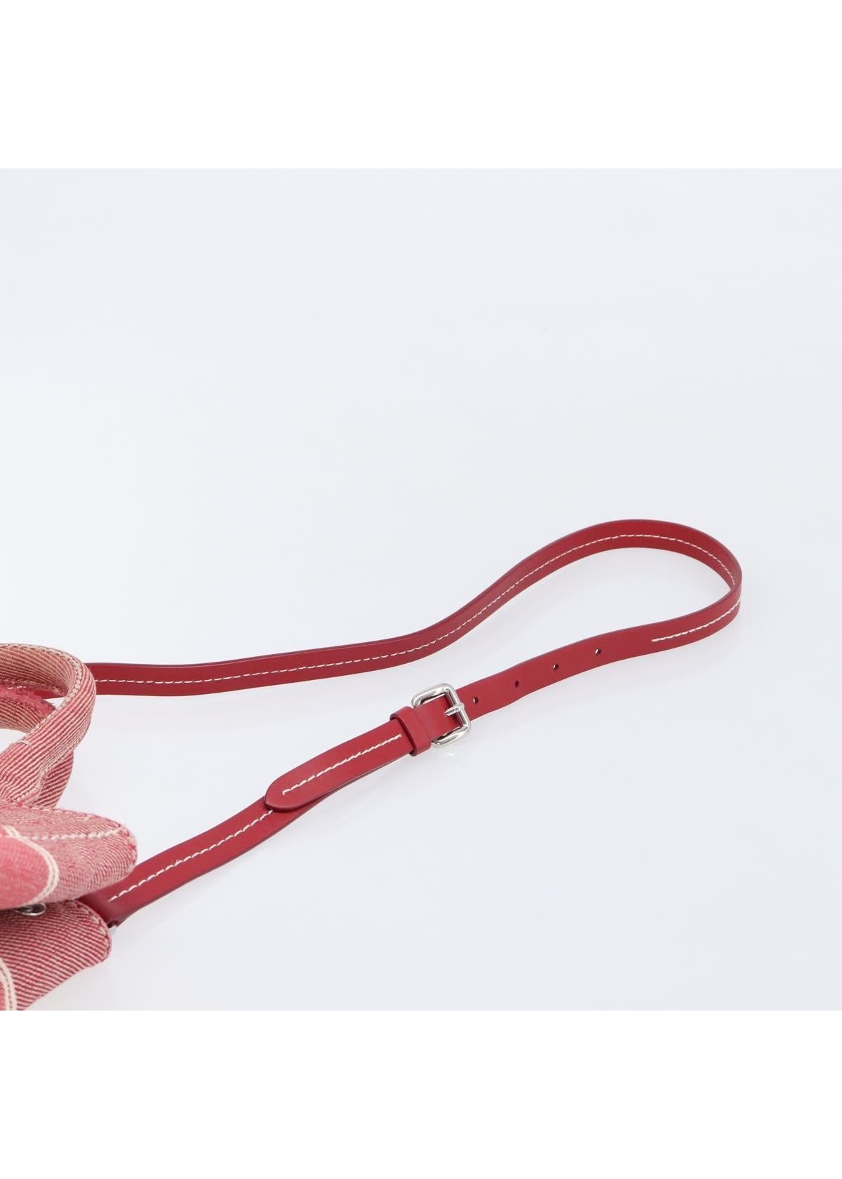 Miu Miu Red Denim Spellout Tote strap