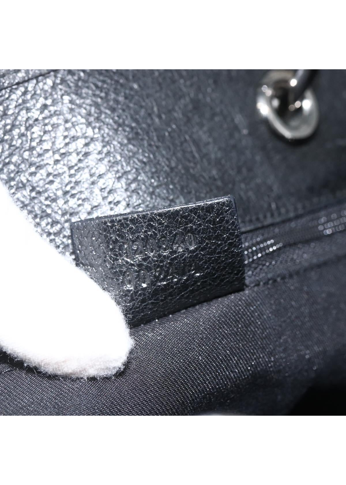 Gucci Black GG Canvas Mini Tote brand stamp