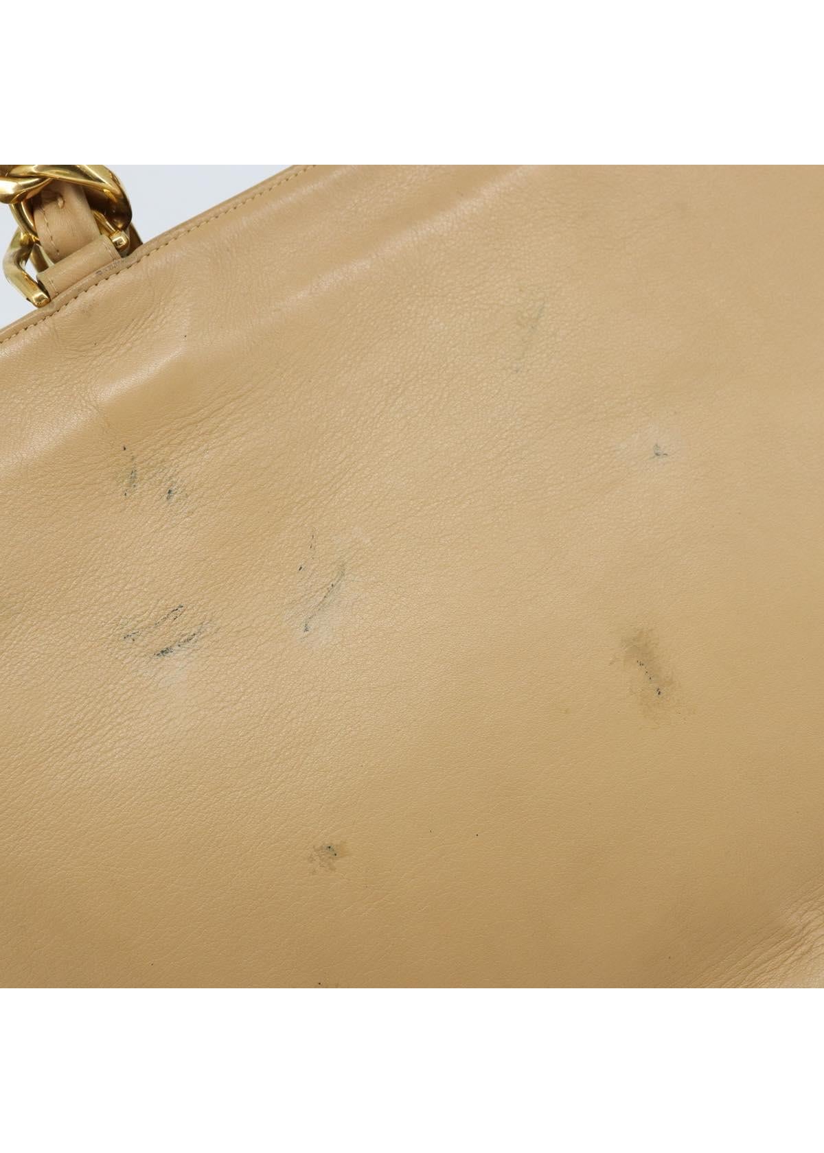 Chanel Tan Leather Chain Tote leather detail