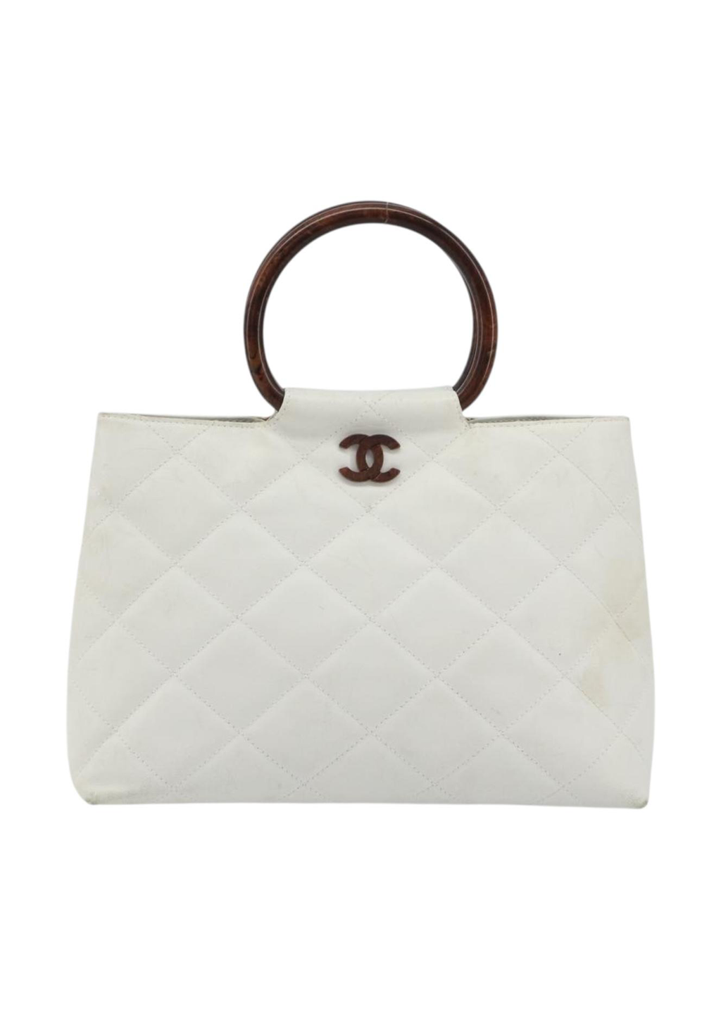 Chanel White Round Handle Bag