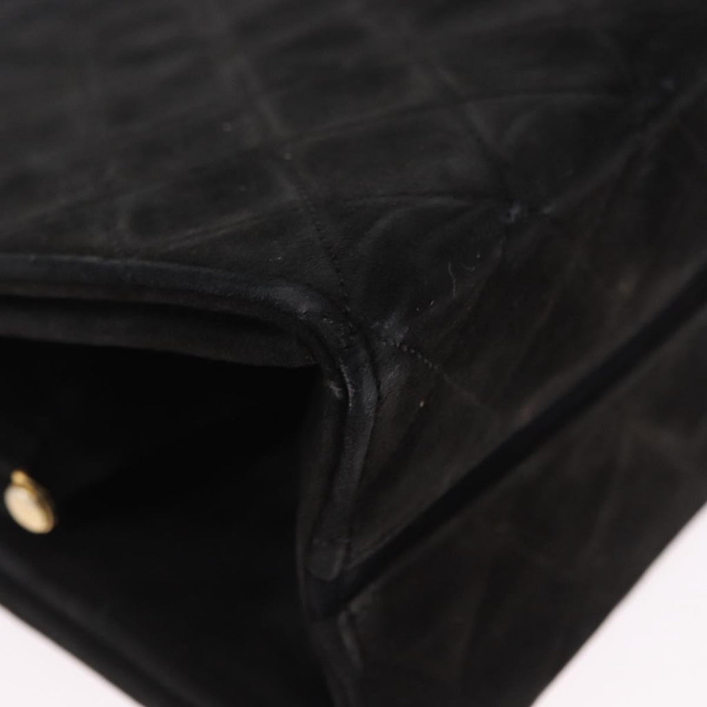 Chanel Black Quilted Suede Handbag
