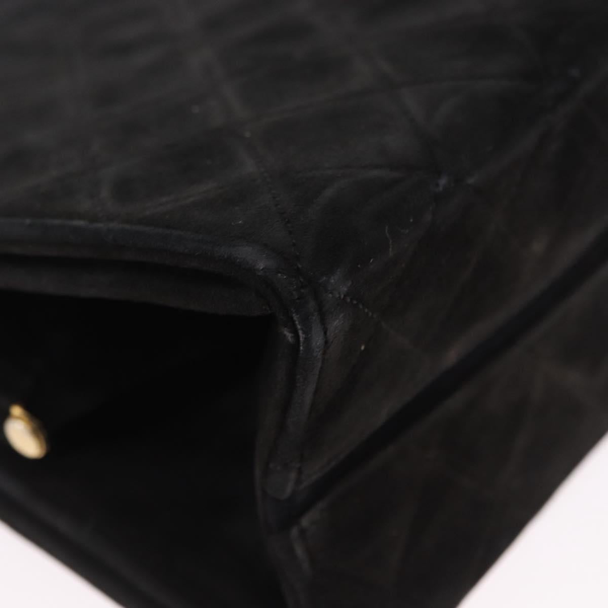 Chanel Black Quilted Suede Handbag