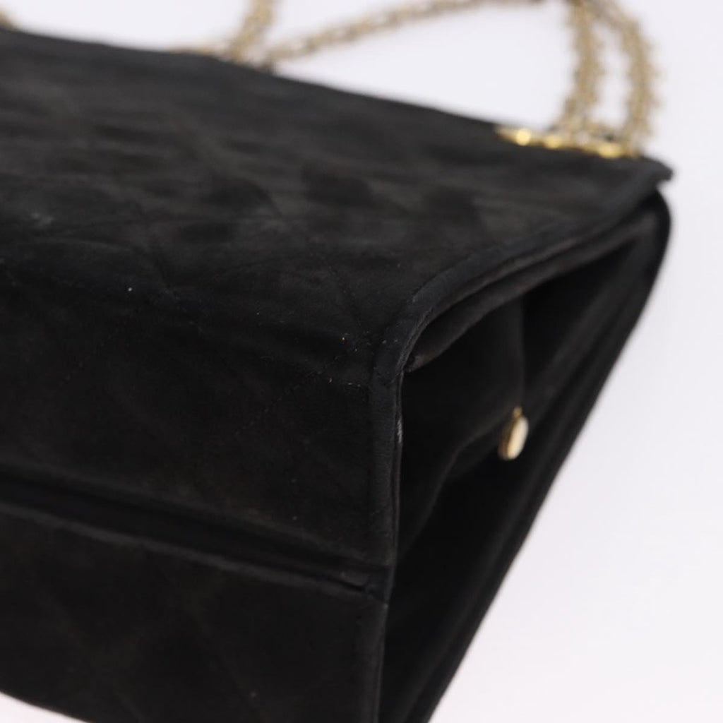 Chanel Black Quilted Suede Handbag