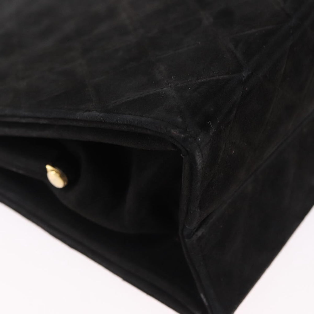 Chanel Black Quilted Suede Handbag