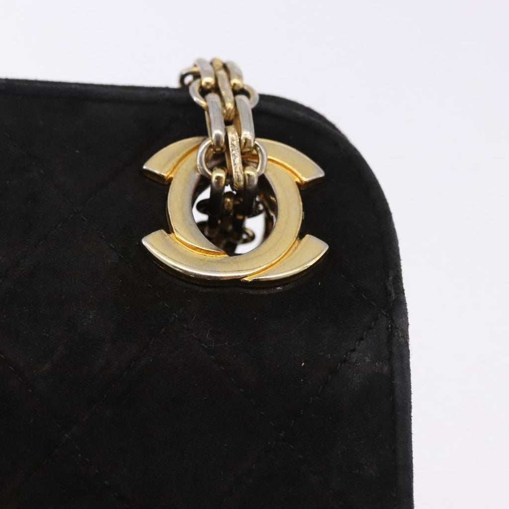 Chanel Black Quilted Suede Handbag