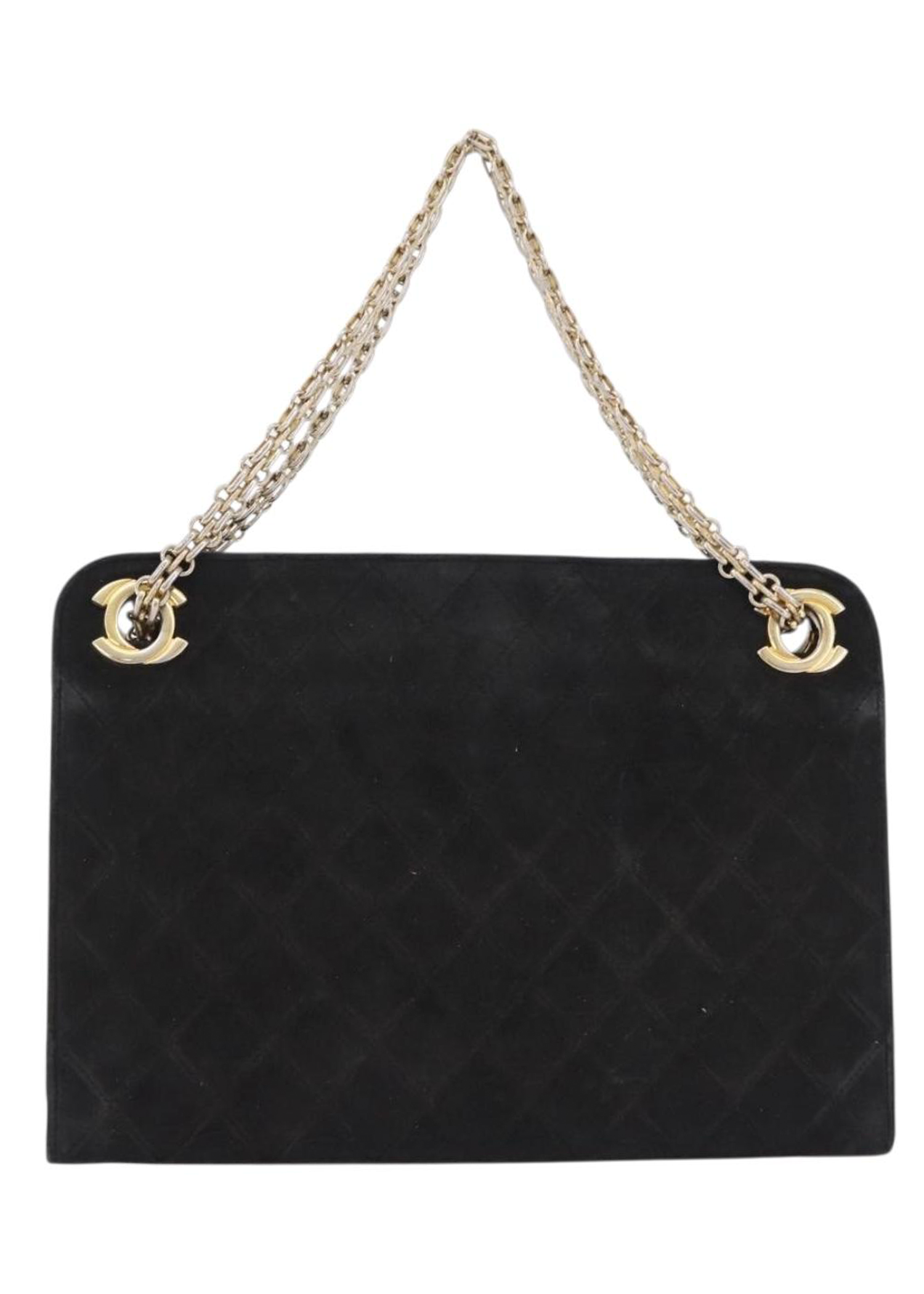 Chanel Black Quilted Suede Handbag