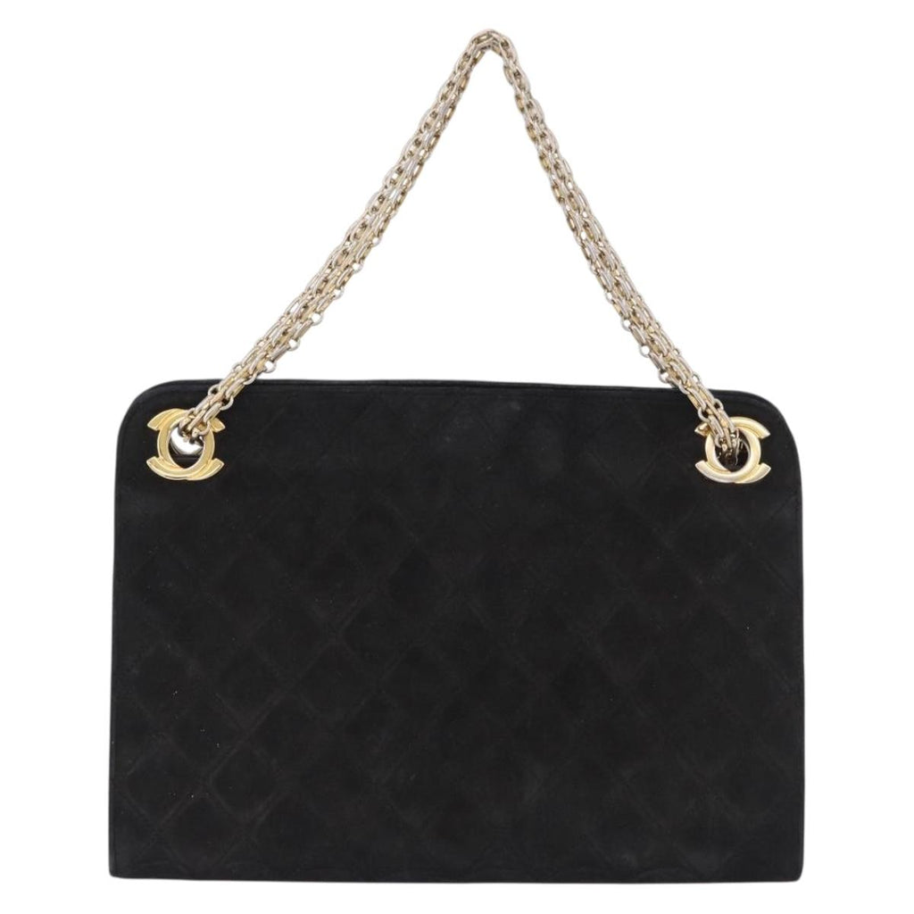 Chanel Black Quilted Suede Handbag