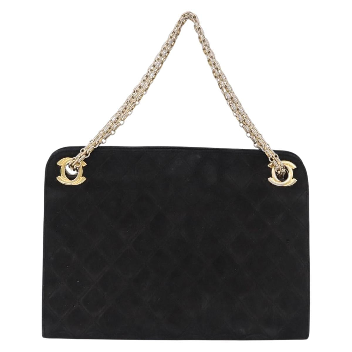 Chanel Black Quilted Suede Handbag