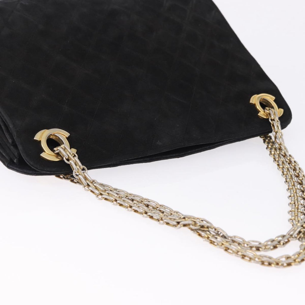 Chanel Black Quilted Suede Handbag