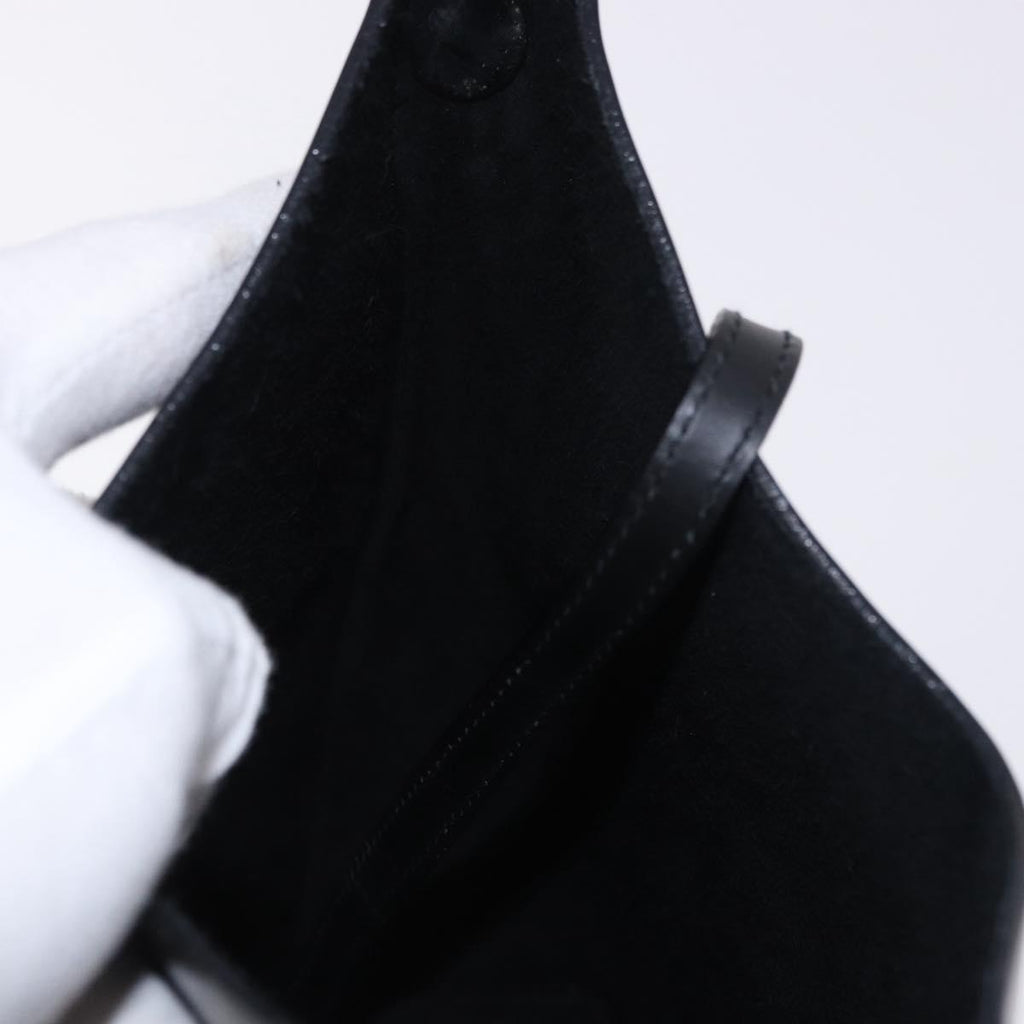 Gucci Black Leather Shoulder Bag with Silver Strap