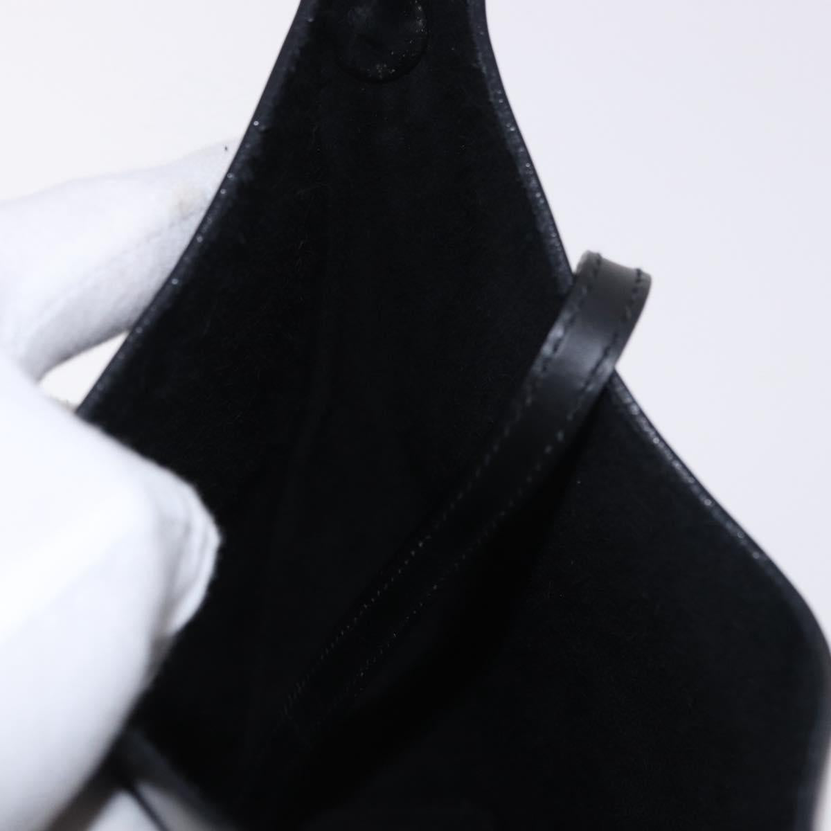 Gucci Black Leather Shoulder Bag with Silver Strap