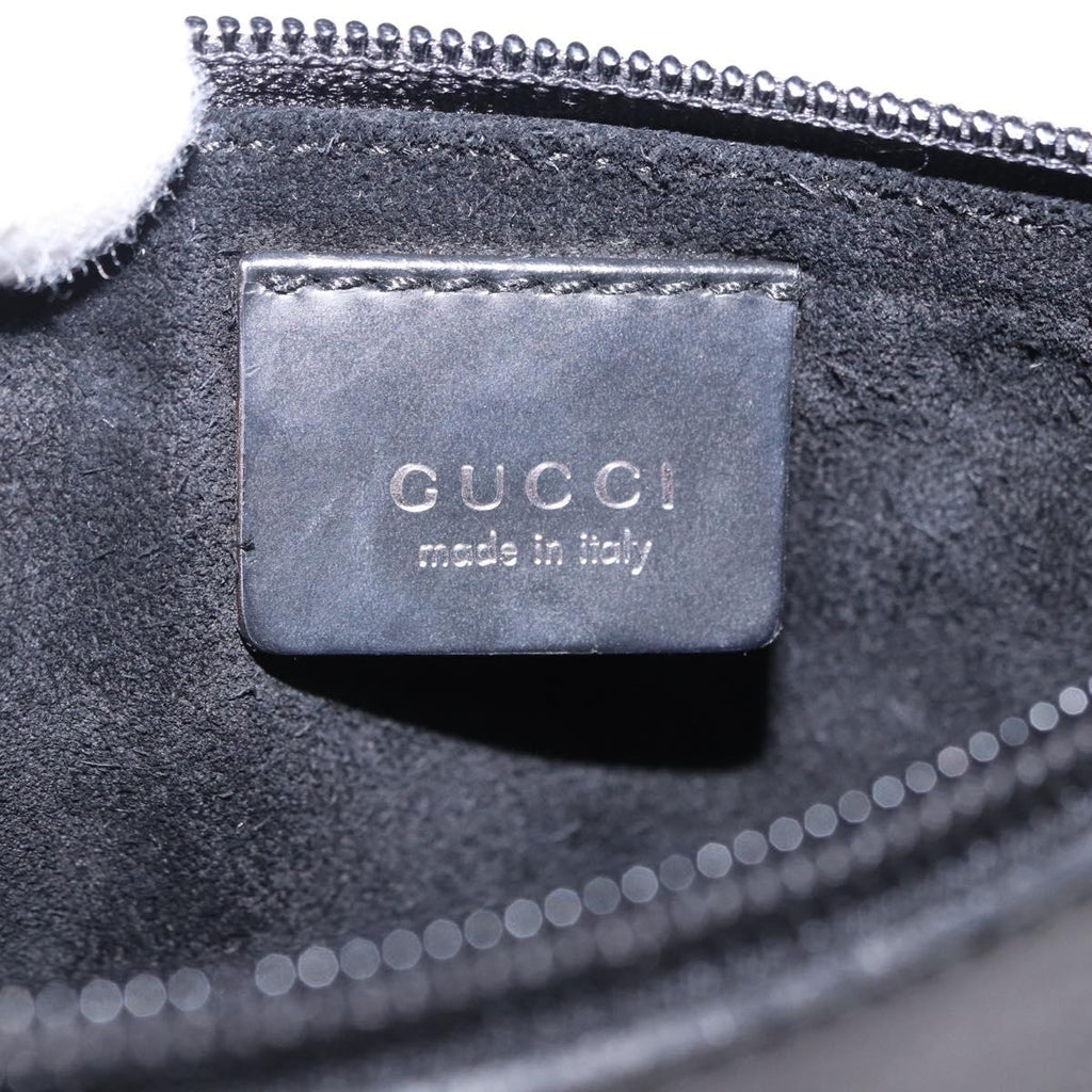 Gucci Black Leather Shoulder Bag with Silver Strap