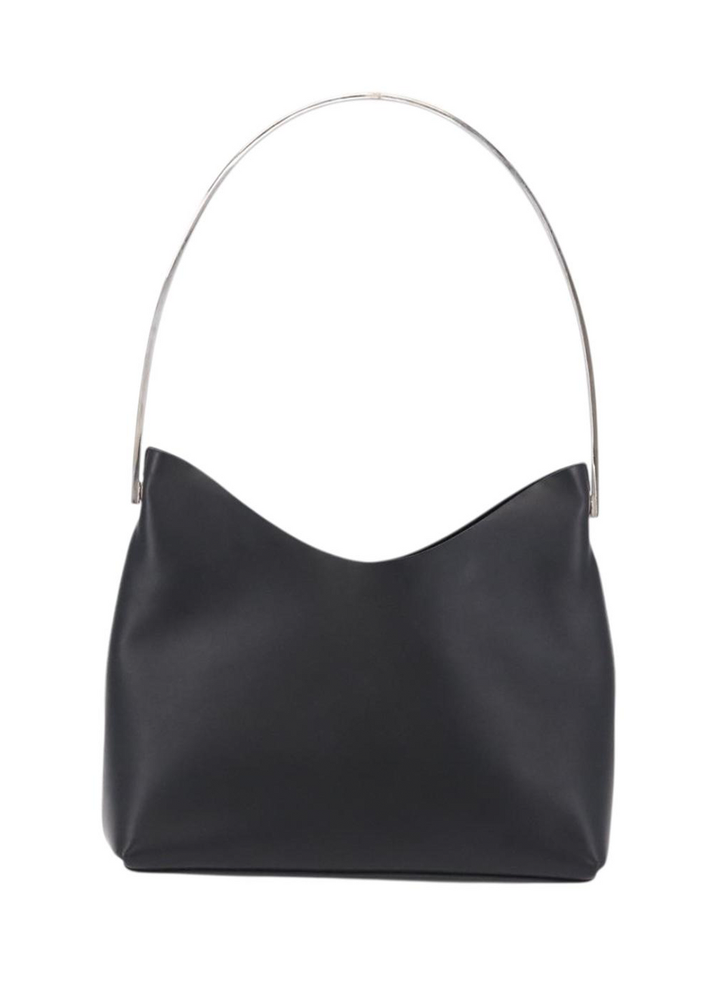 Gucci Black Leather Shoulder Bag with Silver Strap