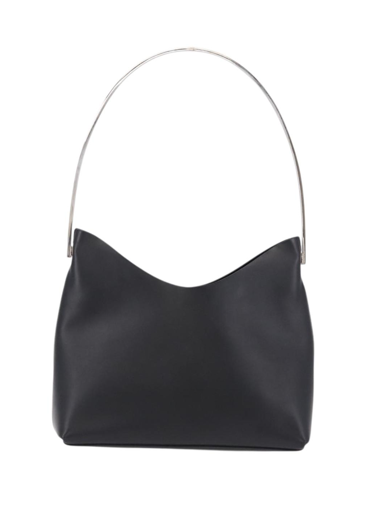 Gucci Black Leather Shoulder Bag with Silver Strap