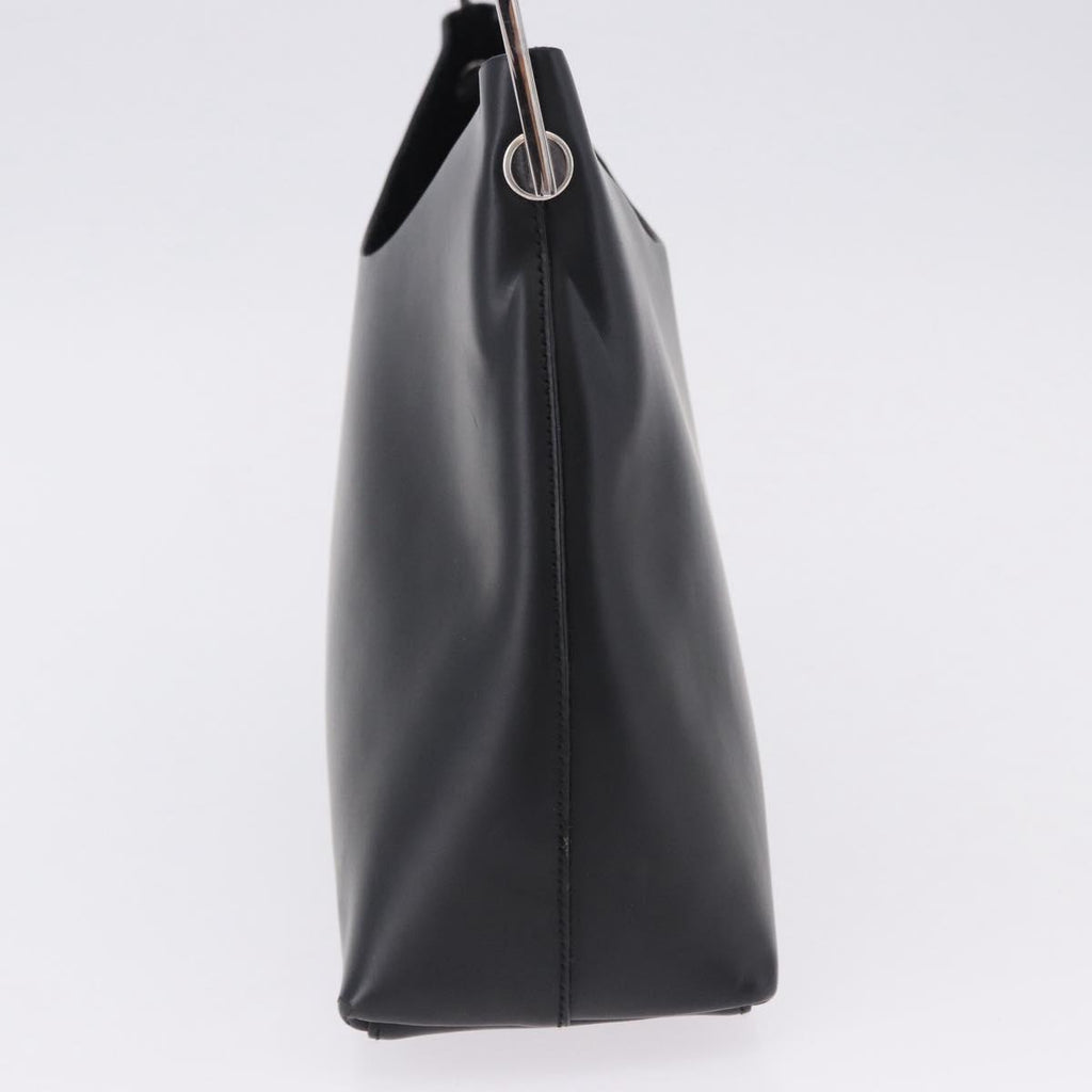 Gucci Black Leather Shoulder Bag with Silver Strap