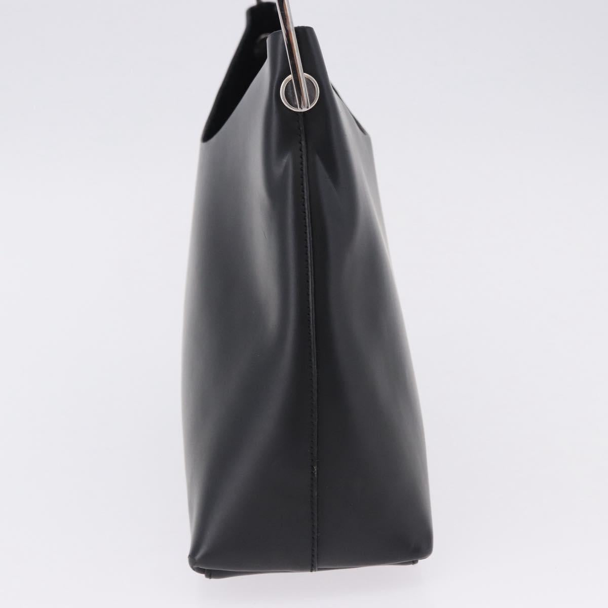 Gucci Black Leather Shoulder Bag with Silver Strap