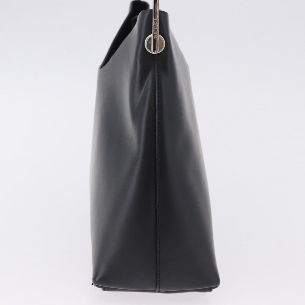 Gucci Black Leather Shoulder Bag with Silver Strap