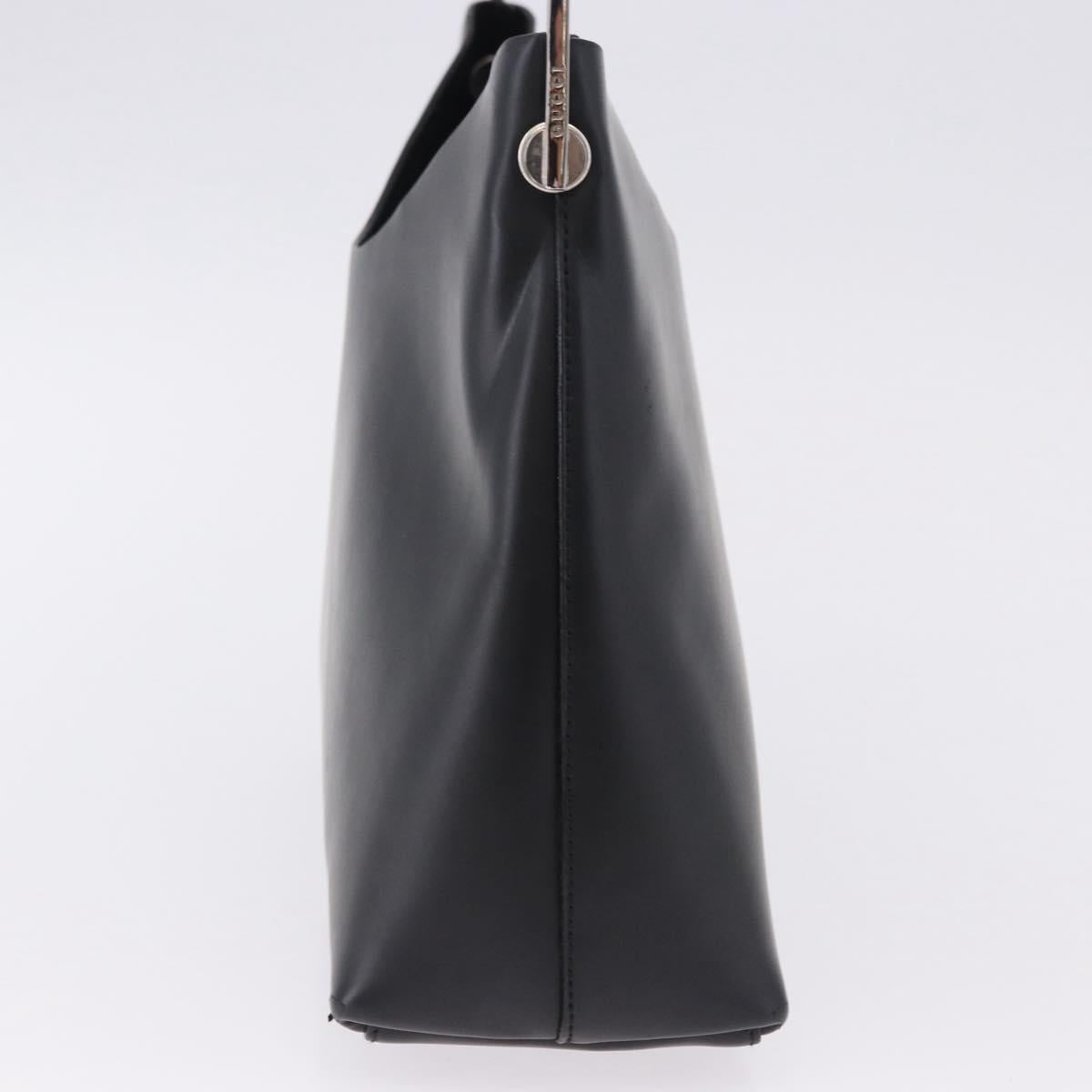 Gucci Black Leather Shoulder Bag with Silver Strap